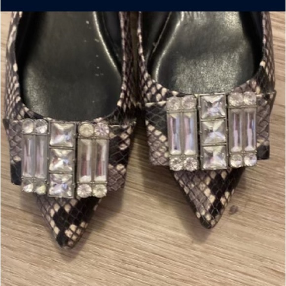 Michael Kors Michelle snake skin embellish gem point toe flats 5.5 - Picture 10 of 11